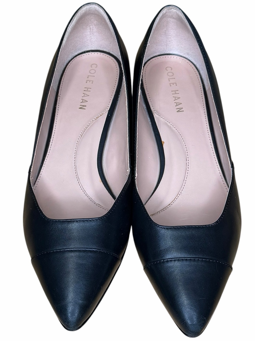 Cole Haan Black Leather Cap Toe Low Block Heel Pumps Women’s 7B Career Shoe